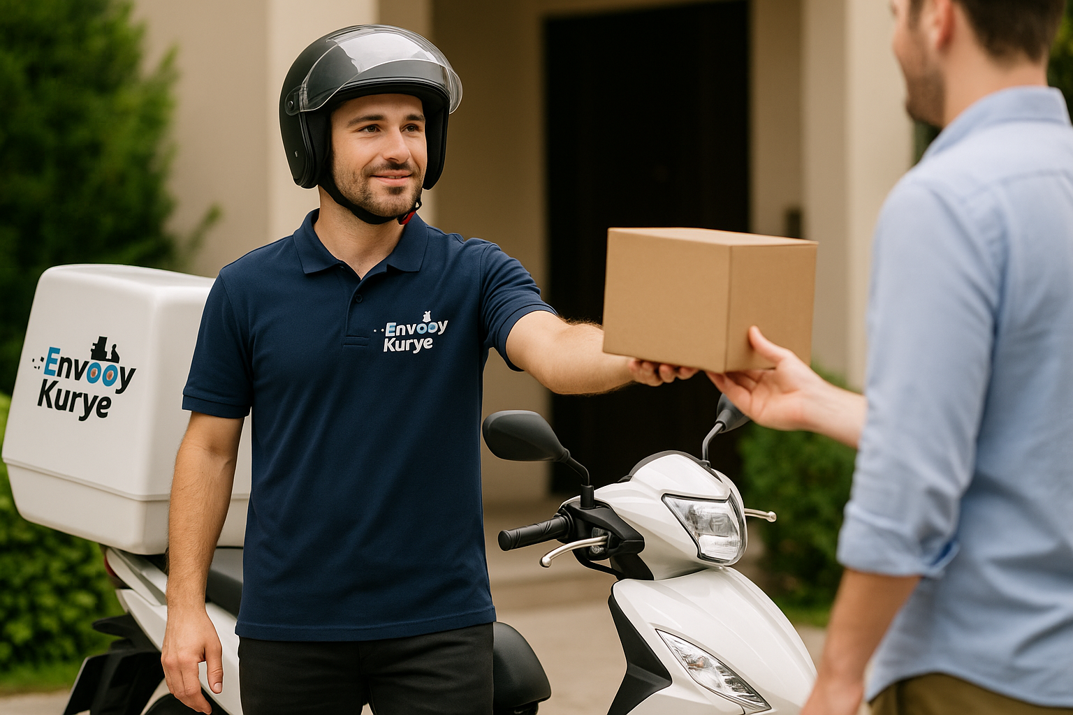 Envoy Kurye teslimat - motorlu kurye paket teslimatı yapıyor